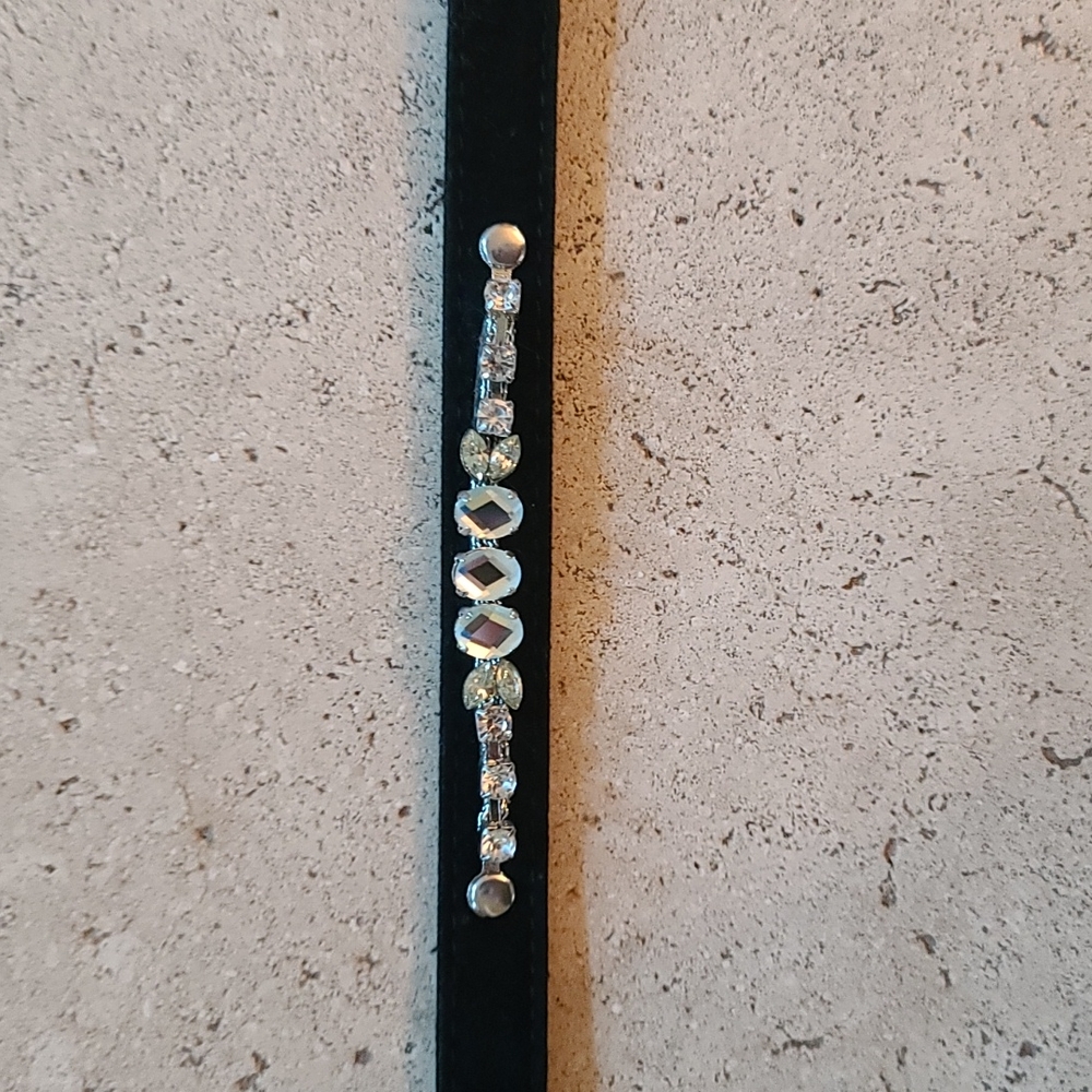 Black velvet rhinestone accent 4ft dog leash
